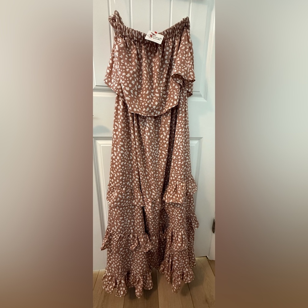 Polka Dot Ruffle Maxi Dress